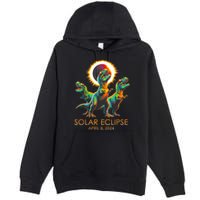 Funny Trex Dinosaur Watching Total Solar Eclipse Apr 8 2024 Premium Pullover Hoodie