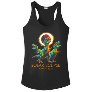 Funny Trex Dinosaur Watching Total Solar Eclipse Apr 8 2024 Ladies PosiCharge Competitor Racerback Tank