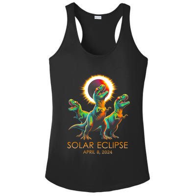 Funny Trex Dinosaur Watching Total Solar Eclipse Apr 8 2024 Ladies PosiCharge Competitor Racerback Tank