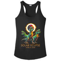 Funny Trex Dinosaur Watching Total Solar Eclipse Apr 8 2024 Ladies PosiCharge Competitor Racerback Tank