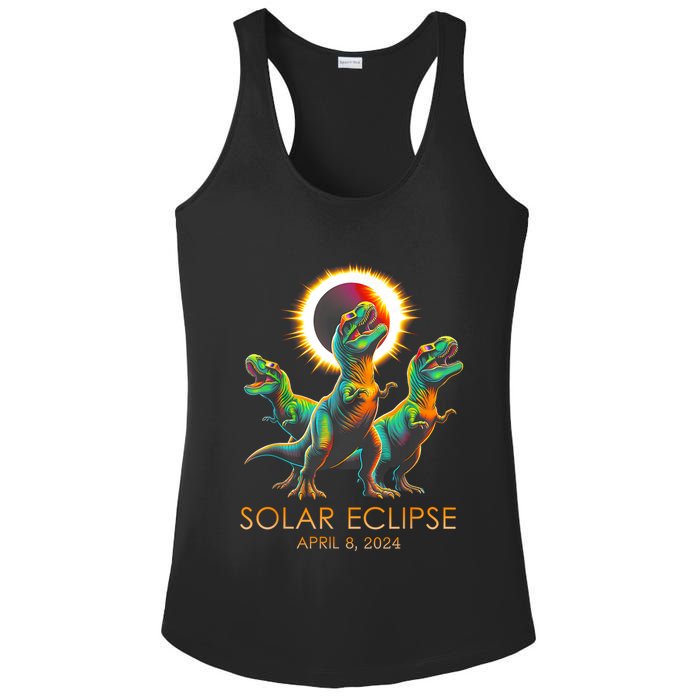 Funny Trex Dinosaur Watching Total Solar Eclipse Apr 8 2024 Ladies PosiCharge Competitor Racerback Tank