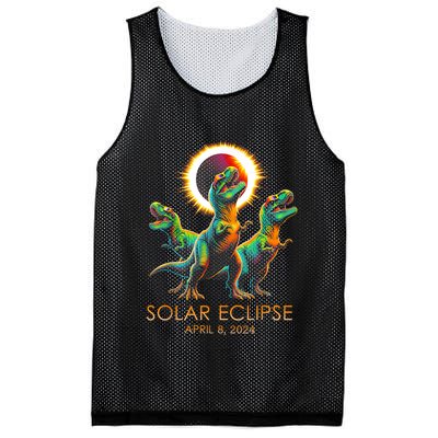 Funny Trex Dinosaur Watching Total Solar Eclipse Apr 8 2024 Mesh Reversible Basketball Jersey Tank