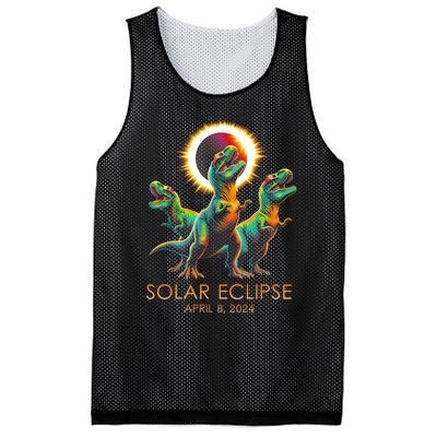 Funny Trex Dinosaur Watching Total Solar Eclipse Apr 8 2024 Mesh Reversible Basketball Jersey Tank