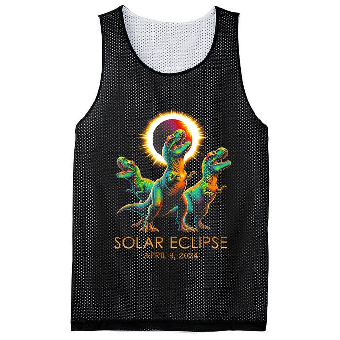 Funny Trex Dinosaur Watching Total Solar Eclipse Apr 8 2024 Mesh Reversible Basketball Jersey Tank