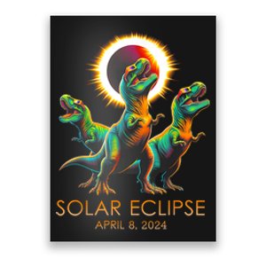 Funny Trex Dinosaur Watching Total Solar Eclipse Apr 8 2024 Poster