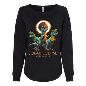 Funny Trex Dinosaur Watching Total Solar Eclipse Apr 8 2024 Womens California Wash Sweatshirt