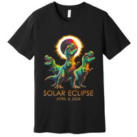 Funny Trex Dinosaur Watching Total Solar Eclipse Apr 8 2024 Premium T-Shirt