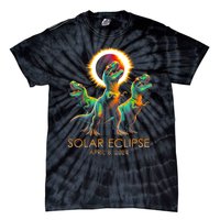 Funny Trex Dinosaur Watching Total Solar Eclipse Apr 8 2024 Tie-Dye T-Shirt