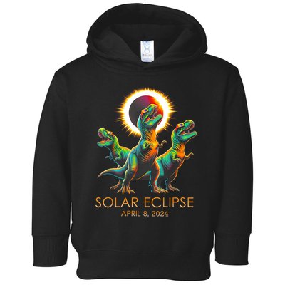 Funny Trex Dinosaur Watching Total Solar Eclipse Apr 8 2024 Toddler Hoodie