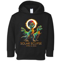 Funny Trex Dinosaur Watching Total Solar Eclipse Apr 8 2024 Toddler Hoodie