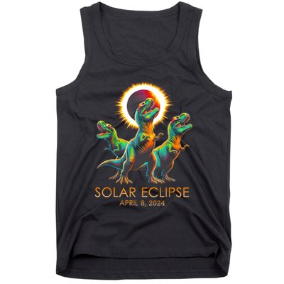 Funny Trex Dinosaur Watching Total Solar Eclipse Apr 8 2024 Tank Top