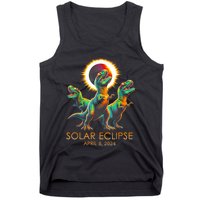 Funny Trex Dinosaur Watching Total Solar Eclipse Apr 8 2024 Tank Top