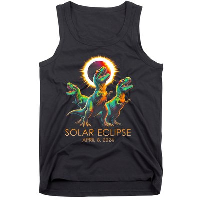 Funny Trex Dinosaur Watching Total Solar Eclipse Apr 8 2024 Tank Top