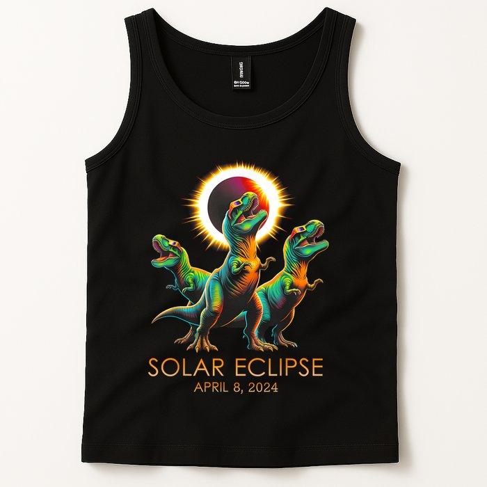 Funny Trex Dinosaur Watching Total Solar Eclipse Apr 8 2024 Tank Top
