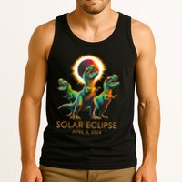 Funny Trex Dinosaur Watching Total Solar Eclipse Apr 8 2024 Tank Top