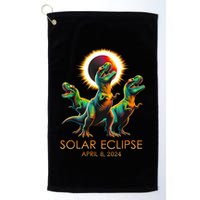 Funny Trex Dinosaur Watching Total Solar Eclipse Apr 8 2024 Golf Towel