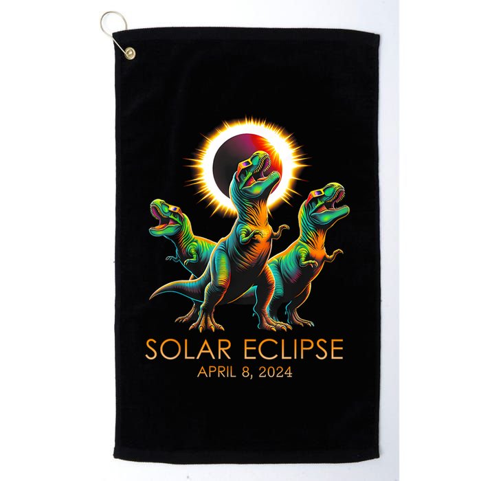 Funny Trex Dinosaur Watching Total Solar Eclipse Apr 8 2024 Golf Towel