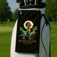 Funny Trex Dinosaur Watching Total Solar Eclipse Apr 8 2024 Golf Towel