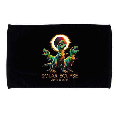 Funny Trex Dinosaur Watching Total Solar Eclipse Apr 8 2024 Microfiber Hand Towel