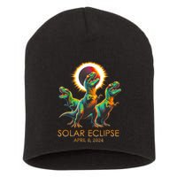 Funny Trex Dinosaur Watching Total Solar Eclipse Apr 8 2024 Short Acrylic Beanie