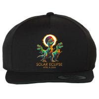 Funny Trex Dinosaur Watching Total Solar Eclipse Apr 8 2024 Wool Snapback Cap