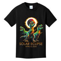 Funny Trex Dinosaur Watching Total Solar Eclipse Apr 8 2024 Kids T-Shirt
