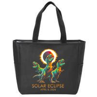 Funny Trex Dinosaur Watching Total Solar Eclipse Apr 8 2024 Zip Tote Bag