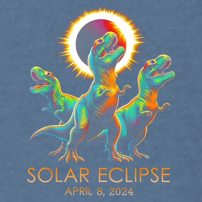 Funny Trex Dinosaur Watching Total Solar Eclipse Apr 8 2024 Garment-Dyed Sweatshirt