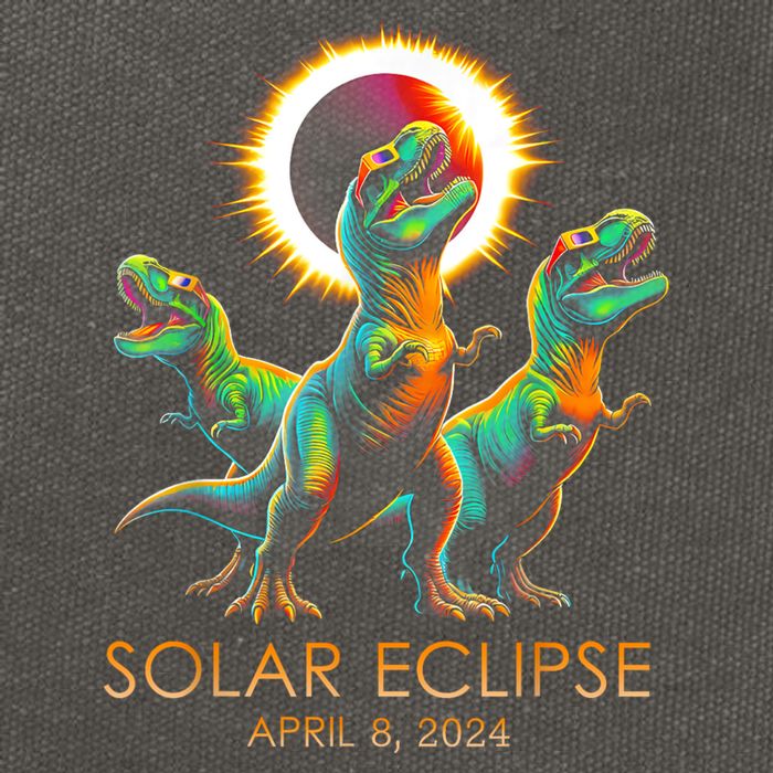Funny Trex Dinosaur Watching Total Solar Eclipse Apr 8 2024 Cotton Canvas Backpack
