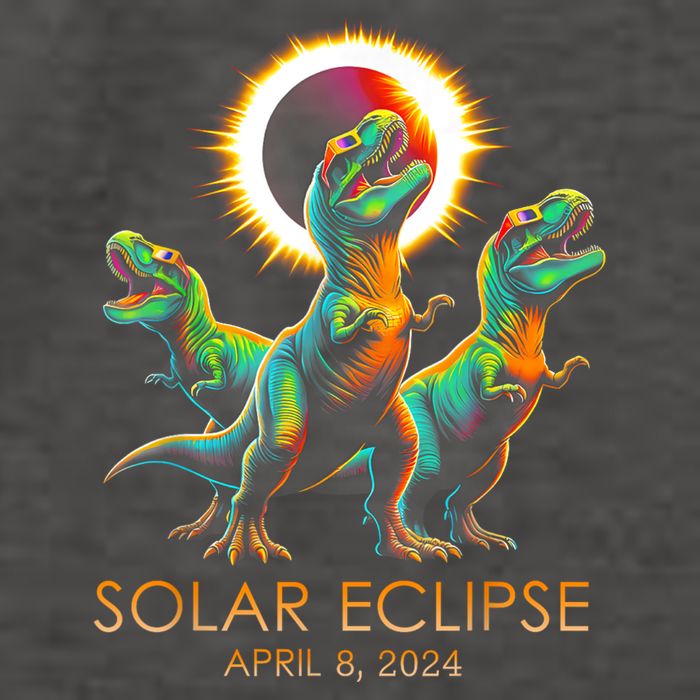 Funny Trex Dinosaur Watching Total Solar Eclipse Apr 8 2024 Vector Backpack