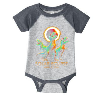 Funny Trex Dinosaur Watching Total Solar Eclipse Apr 8 2024 Infant Baby Jersey Bodysuit
