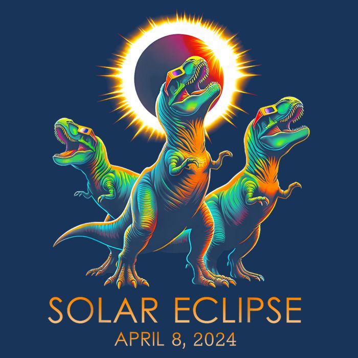 Funny Trex Dinosaur Watching Total Solar Eclipse Apr 8 2024 Infant Baby Jersey Bodysuit