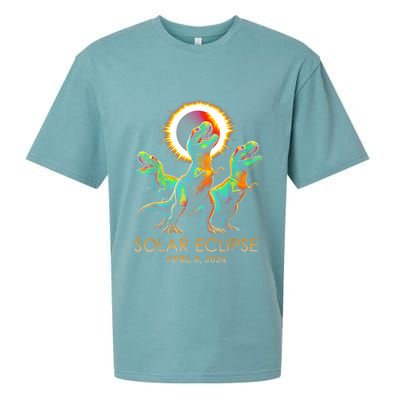 Funny Trex Dinosaur Watching Total Solar Eclipse Apr 8 2024 Sueded Cloud Jersey T-Shirt