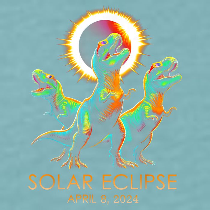 Funny Trex Dinosaur Watching Total Solar Eclipse Apr 8 2024 Sueded Cloud Jersey T-Shirt