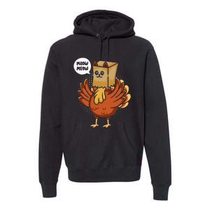 Funny Thanksgiving Day Fake Cat Turkey Meow Animal Farmer Premium Hoodie