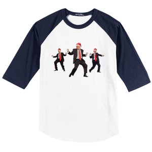 Funny Trump Dance Santa Claus Christmas Xmas Pajamas Holiday Baseball Sleeve Shirt