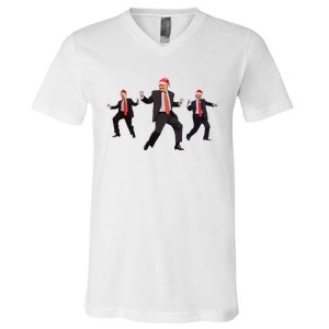 Funny Trump Dance Santa Claus Christmas Xmas Pajamas Holiday V-Neck T-Shirt