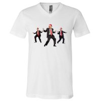 Funny Trump Dance Santa Claus Christmas Xmas Pajamas Holiday V-Neck T-Shirt