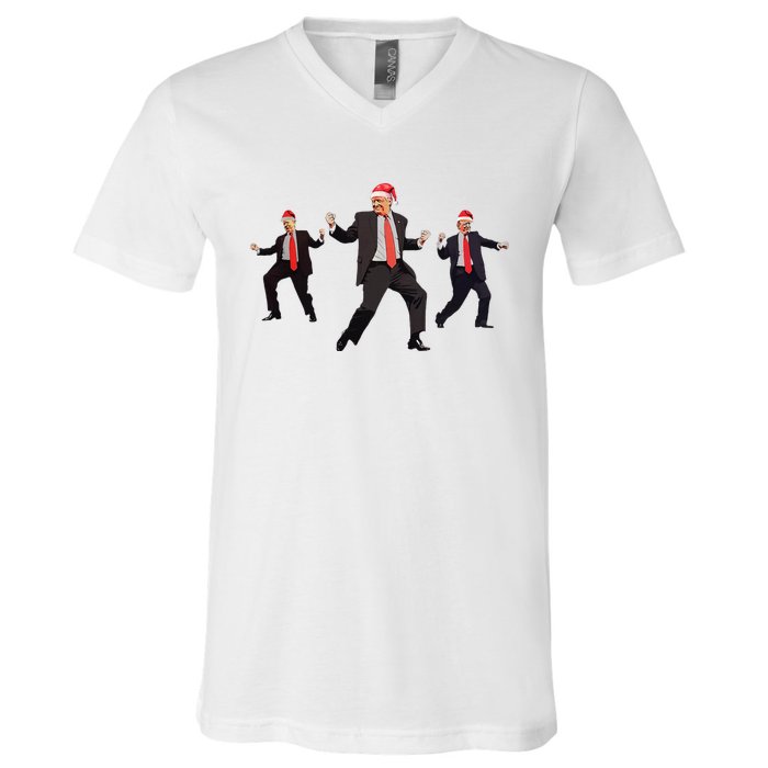 Funny Trump Dance Santa Claus Christmas Xmas Pajamas Holiday V-Neck T-Shirt