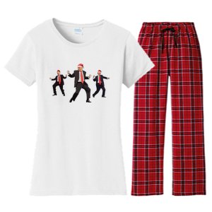 Funny Trump Dance Santa Claus Christmas Xmas Pajamas Holiday Women's Flannel Pajama Set