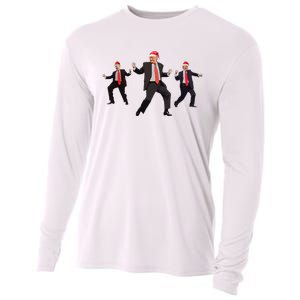 Funny Trump Dance Santa Claus Christmas Xmas Pajamas Holiday Cooling Performance Long Sleeve Crew