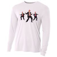 Funny Trump Dance Santa Claus Christmas Xmas Pajamas Holiday Cooling Performance Long Sleeve Crew