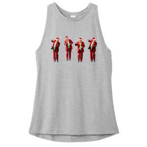 Funny Trump Dance Santa Hat Christmas Xmas Pajamas Holiday Ladies PosiCharge Tri-Blend Wicking Tank