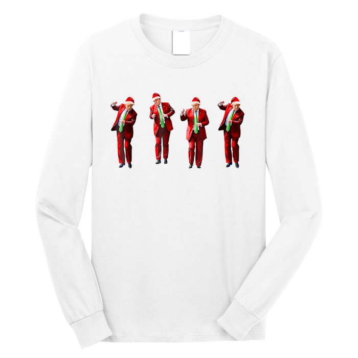 Funny Trump Dance Santa Hat Christmas Xmas Pajamas Holiday Long Sleeve Shirt