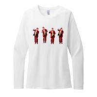 Funny Trump Dance Santa Hat Christmas Xmas Pajamas Holiday Womens CVC Long Sleeve Shirt