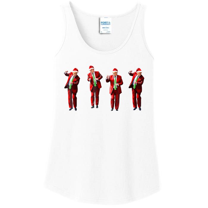 Funny Trump Dance Santa Hat Christmas Xmas Pajamas Holiday Ladies Essential Tank