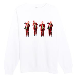 Funny Trump Dance Santa Hat Christmas Xmas Pajamas Holiday Premium Crewneck Sweatshirt