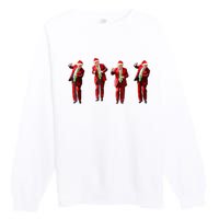 Funny Trump Dance Santa Hat Christmas Xmas Pajamas Holiday Premium Crewneck Sweatshirt