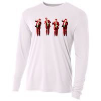 Funny Trump Dance Santa Hat Christmas Xmas Pajamas Holiday Cooling Performance Long Sleeve Crew