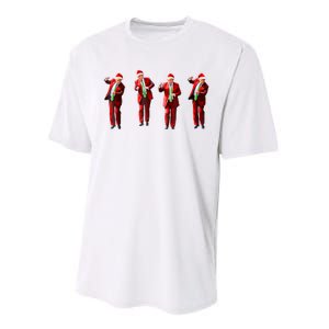 Funny Trump Dance Santa Hat Christmas Xmas Pajamas Holiday Performance Sprint T-Shirt